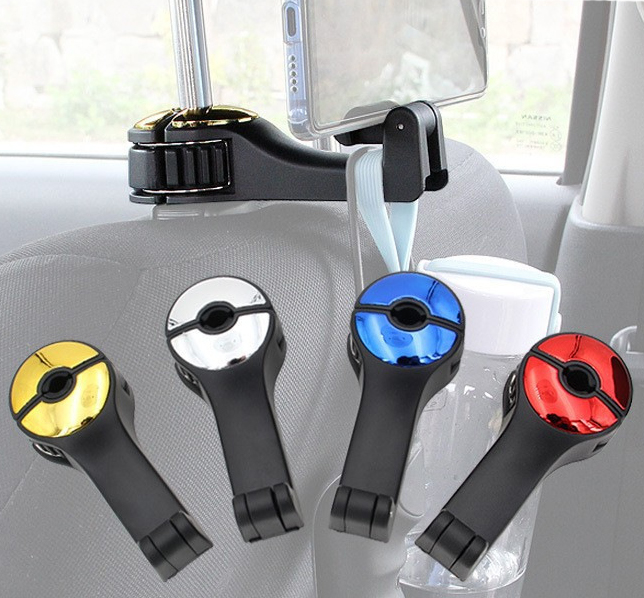 Ajustable Locking Hook Car Rear Seat Headrest Pillar Phone Holder