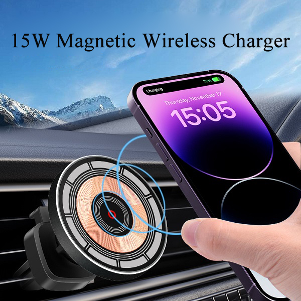 15W Magnetic Punk Car Air Vent Wireless Fast Charger Holder For iPhone