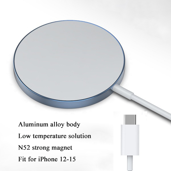 N52 Magnetic 15W Aluminum Alloy Wireless Charging Pad MagSafe charger for iPhone 12 13 14 15 series