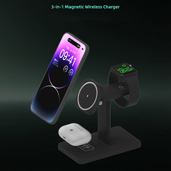 3 in 1 Magnetic 15W Wireless Charging Stand MagSafe Charger for iPhone 12 13 14 15 series