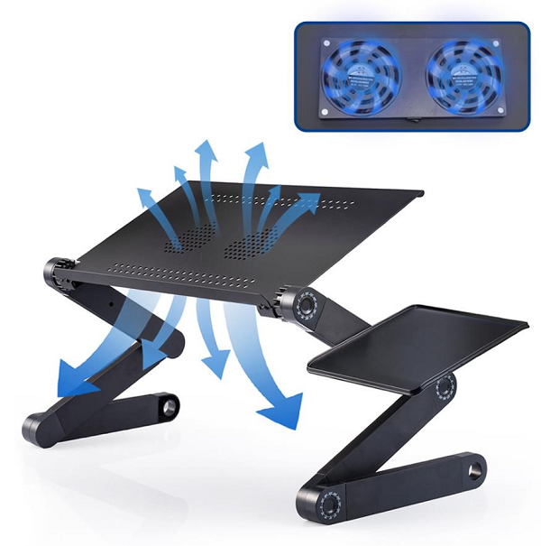 Aluminum Alloy Foldable Adjustable Notebook Laptop Stand with Mouse Holder with Cooling Fan