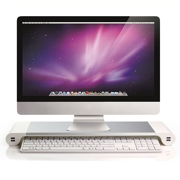 Aluminum Alloy Fixed Desktop Monitor Stand with 4 USB Ports