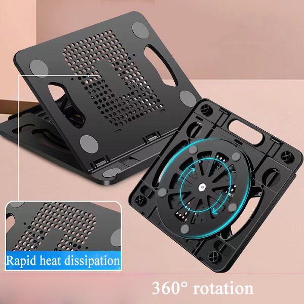 Foldable Adjustable Height Notebook Laptop Radiator Stand with Cooling Fan